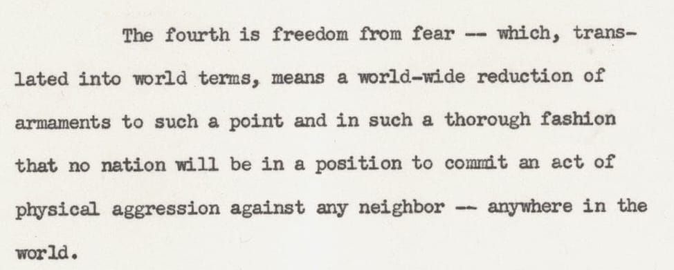 These Days Before the Vote: "The fourth is freedom from fear..."