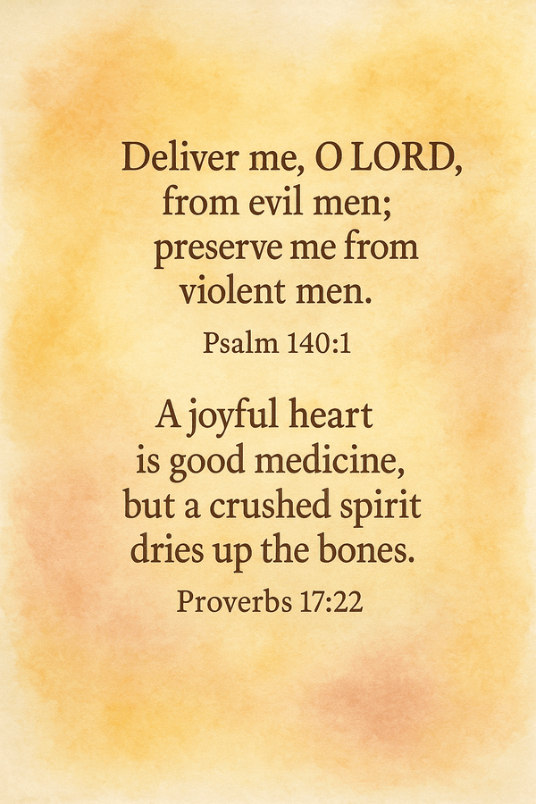 June 22 Psalm 140:1-13; Proverbs 17:22