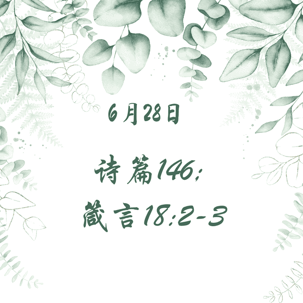 6月28日 诗篇146；箴言18:2-3