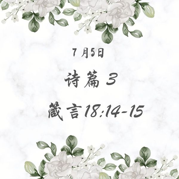 7月5日诗篇3； 箴言18:14-15