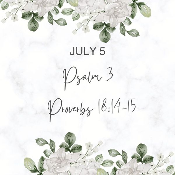 July 5 Psalm 3; Proverbs 18:14-15