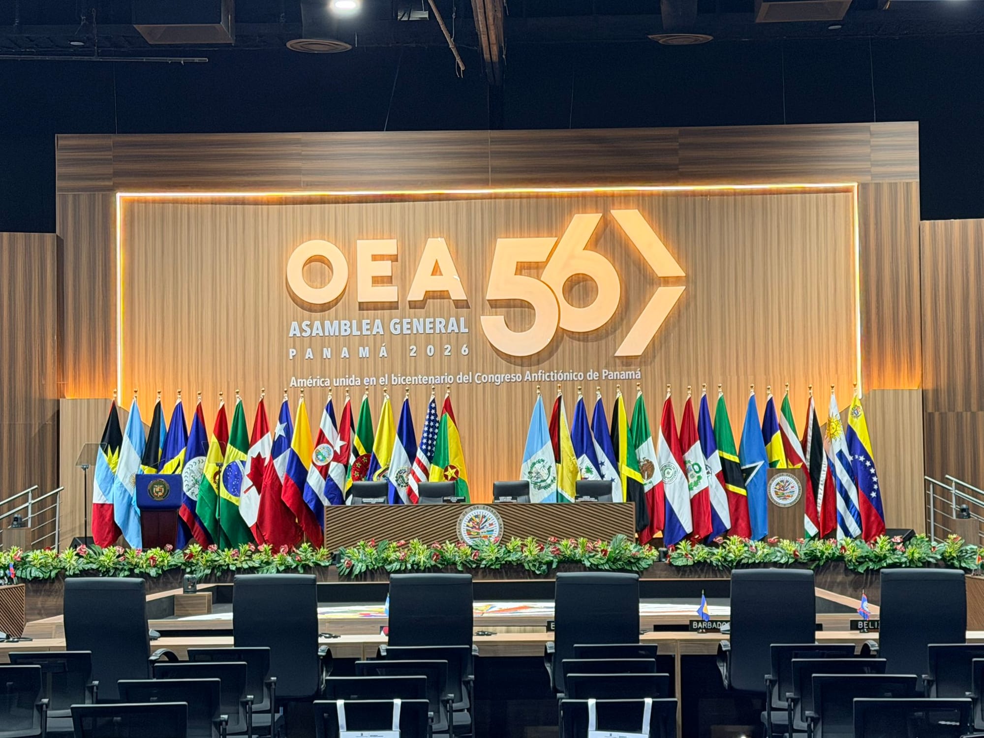 Salón principal de la 56.ª Asamblea General de la OEA, Panamá 2026