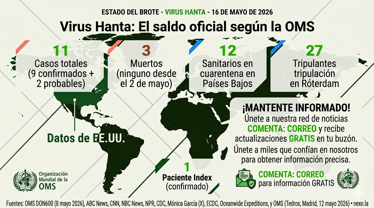 Hantavirus Hondius: sin nuevos casos, el brote se acerca al cierre