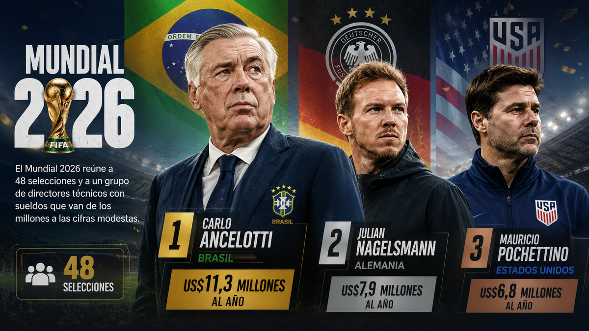 Técnicos del Mundial: de US$11,3M de Ancelotti a US$125 mil