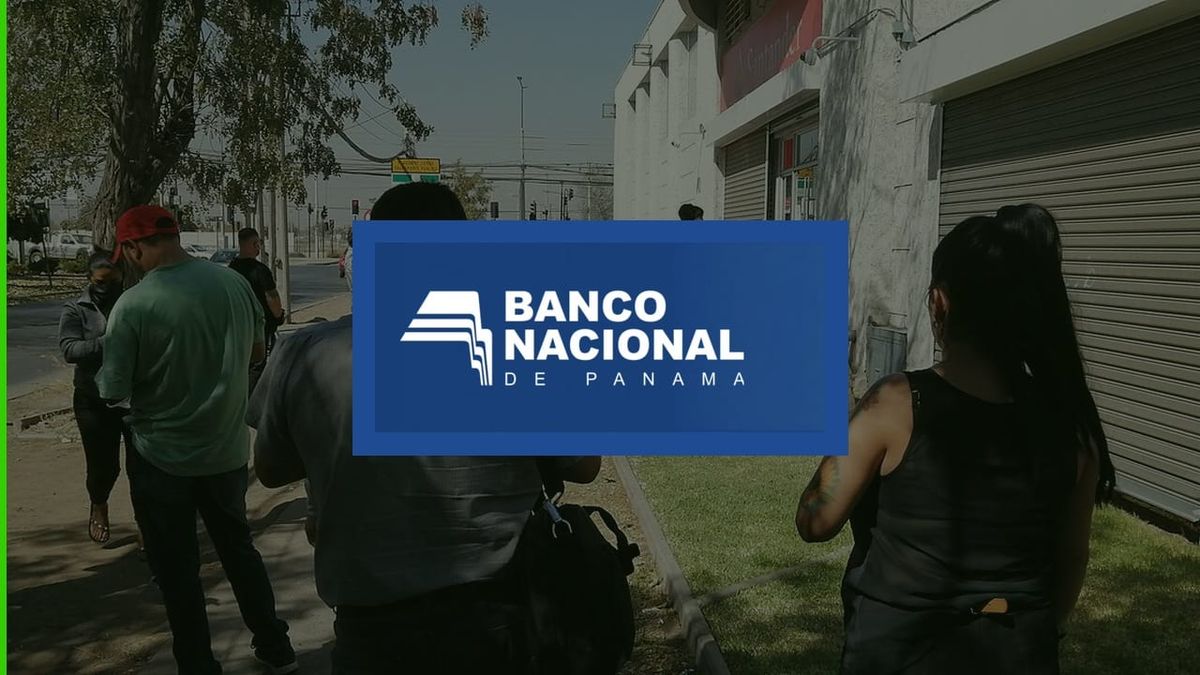 Personas en fila frente a un banco — CEPANIM Banco Nacional de Panamá