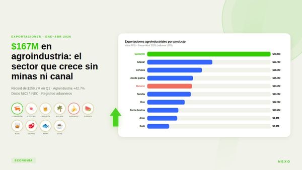 $167M en agroindustria: el sector que crece sin minas ni canal