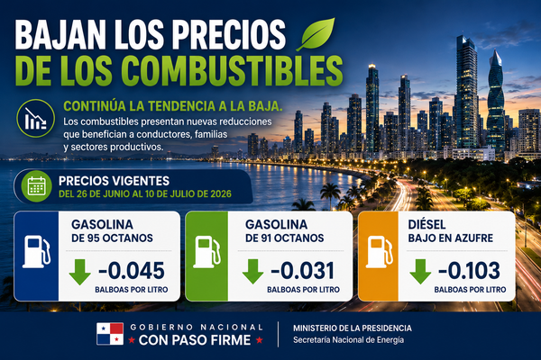Combustible baja de precio en Panamá a partir del 26 de junio