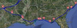 Texas to South Carolina RV Route Texas to South Carolina RV Route