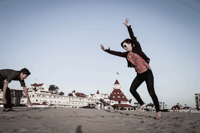 having fun on the beach