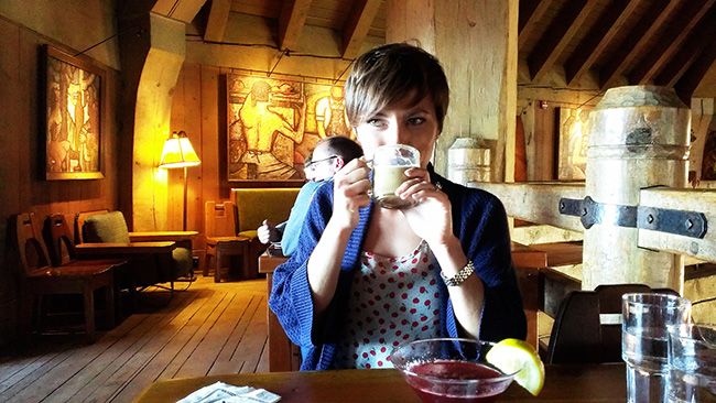 nikki having a drink at timberline