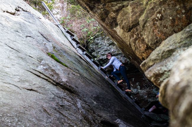 hiking and ladder climb