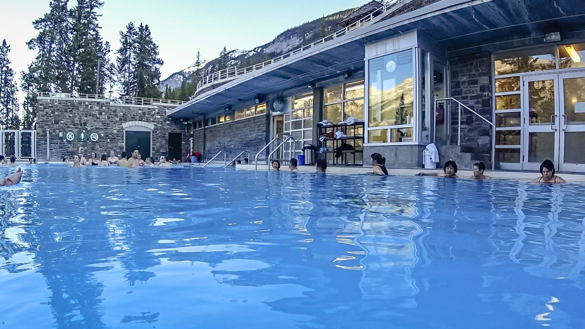 soaking in hot springs