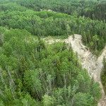 aerial view of dinosaur dig site