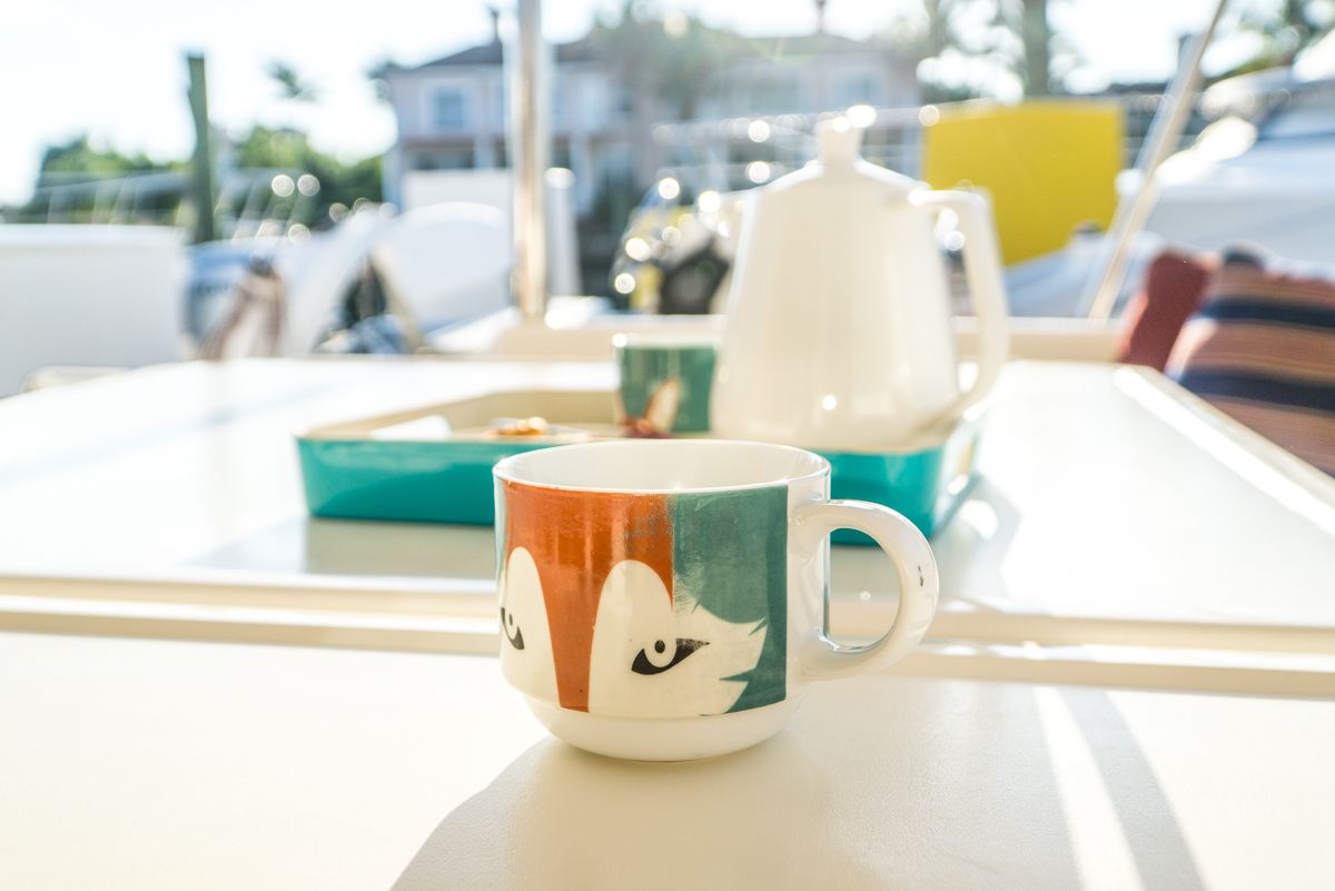 first coffee on a boat.