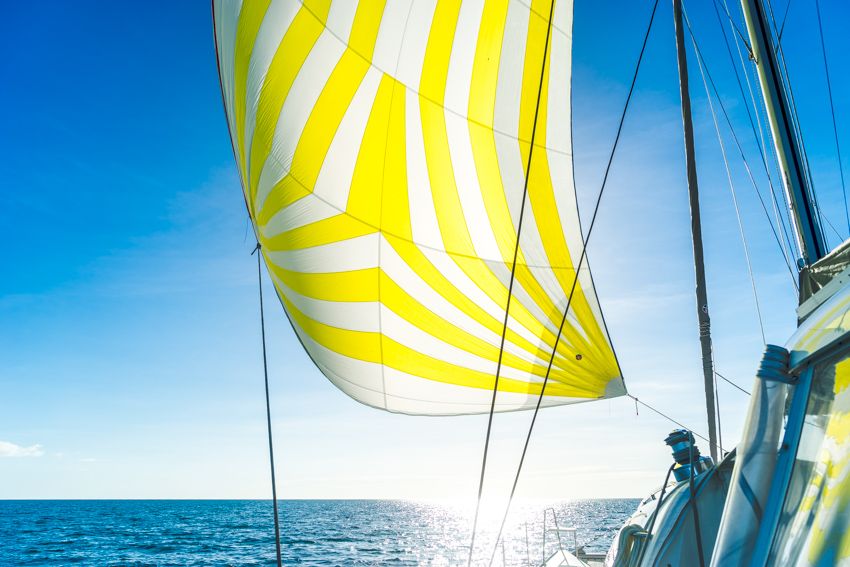 flying spinnaker on a catamaran