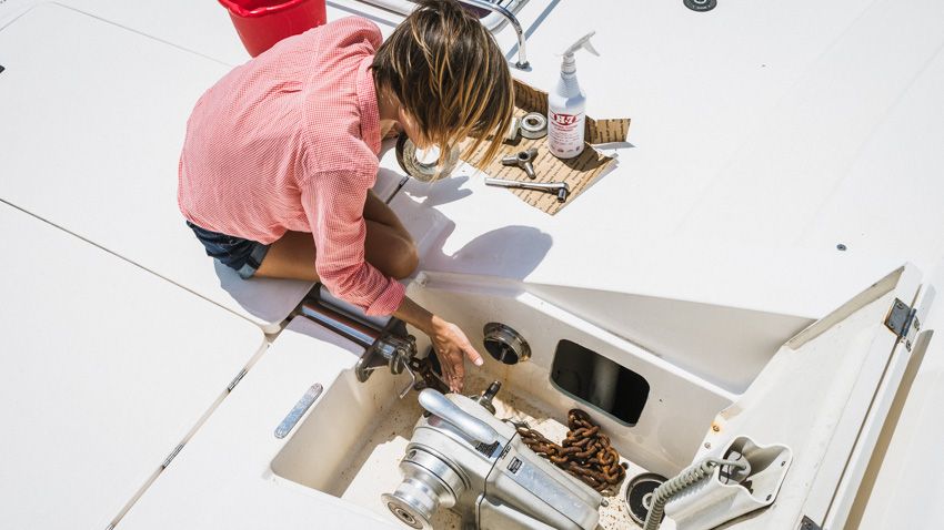 servicing sailing cat windlass