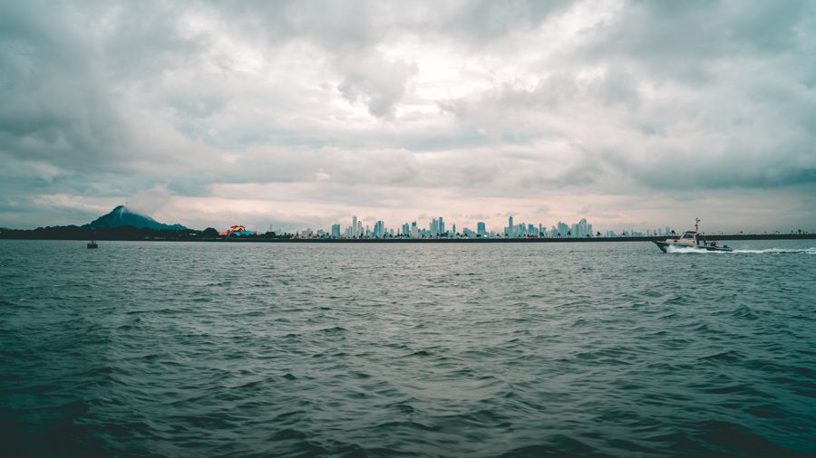panama city just after exiting the canal
