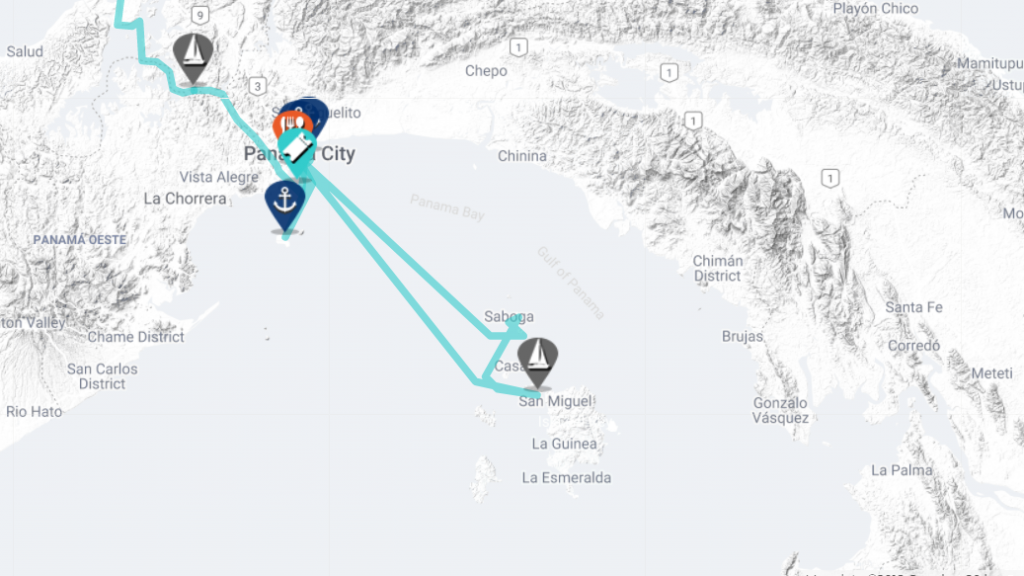sailing las perlas panama map