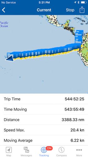 sailing across the pacific ocean tracking map