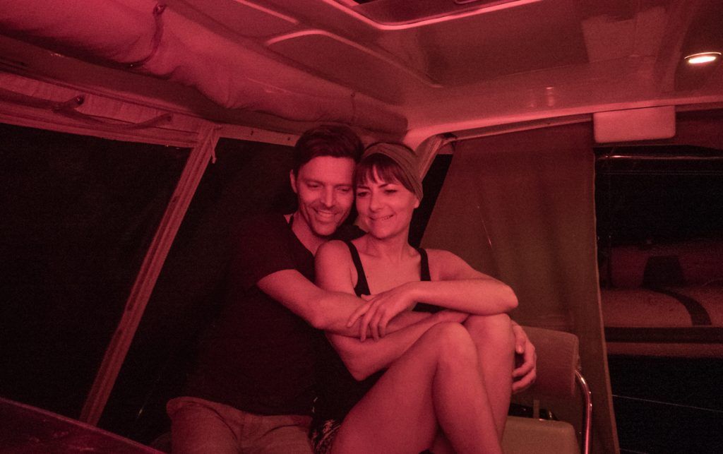 life at sea, snuggles at the helm