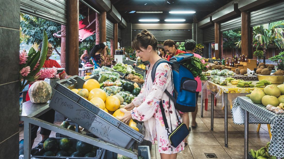 early morning market in Nuku Hiva Marquesas 