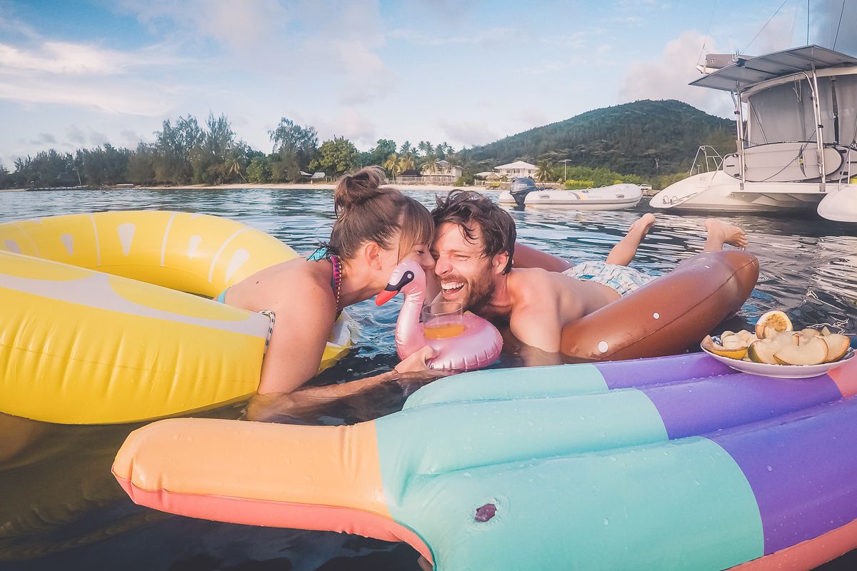 Silly Fun With pool floaties in the south pacific