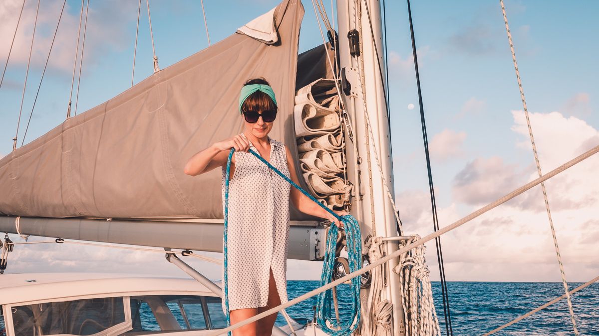 beautiful day of sailing and nikki wynn tidying up the lines