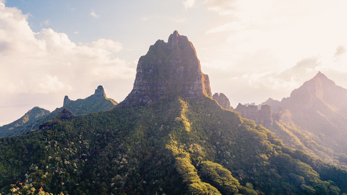 prehistoric views of wild and volcanic moorea
