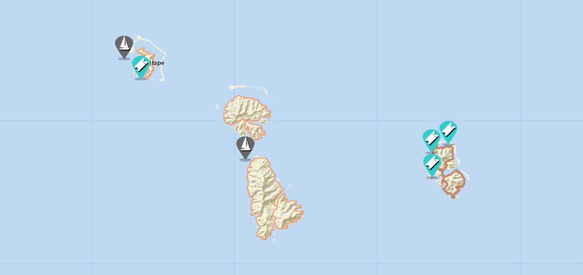 sailing map of bora bora