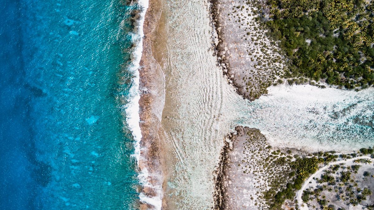 looking down onto Taha'a coral gardens snorkeling