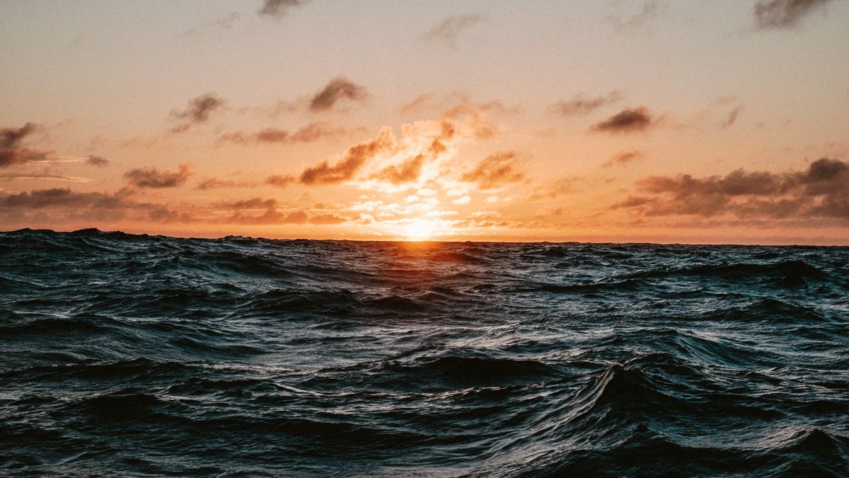 sunset on the south pacific sea