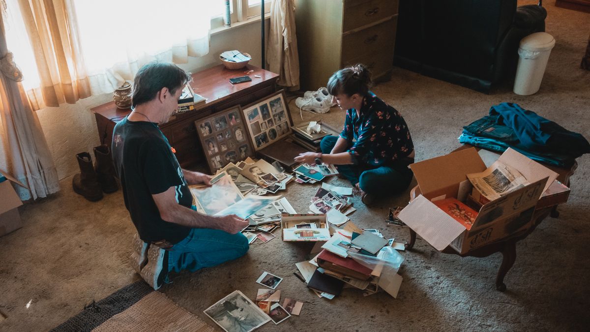 nikki wynn in childhood home going through old photos