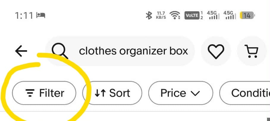 how to see sold items in eBay-the filter placement in the eBay app
