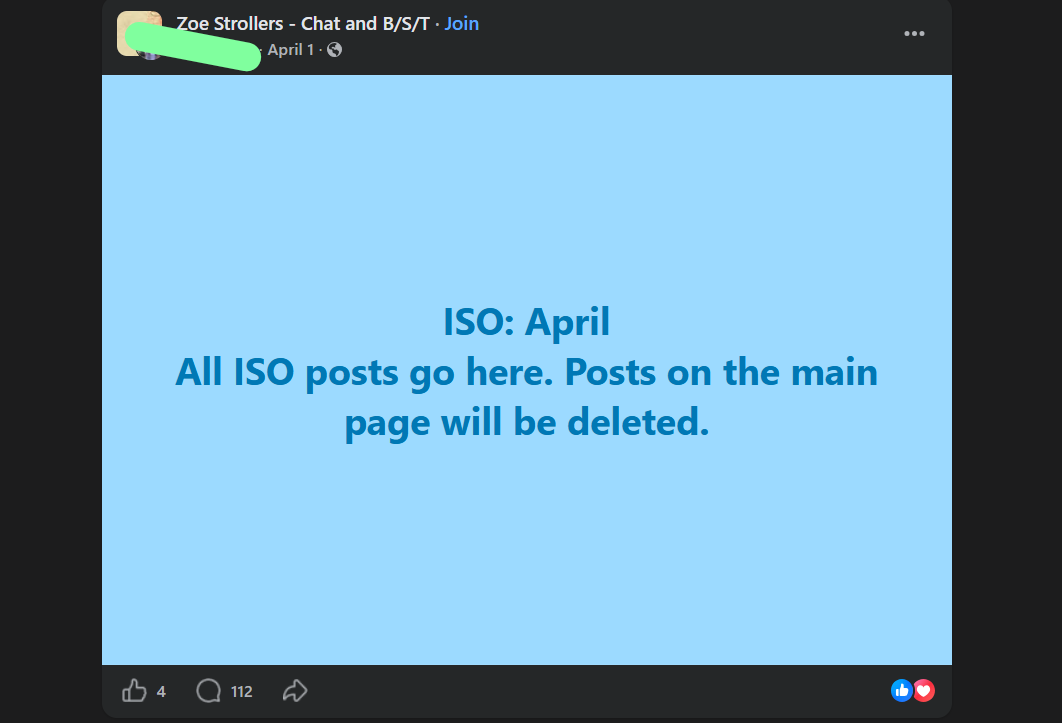 ISO meaning: A Facebook ISO thread on a buy/sell group