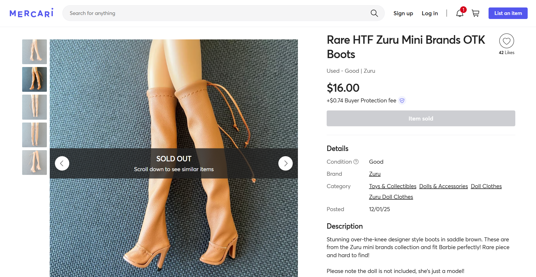 HTF meaning in reselling: a soldout HTF Zuru shoes for Barbie