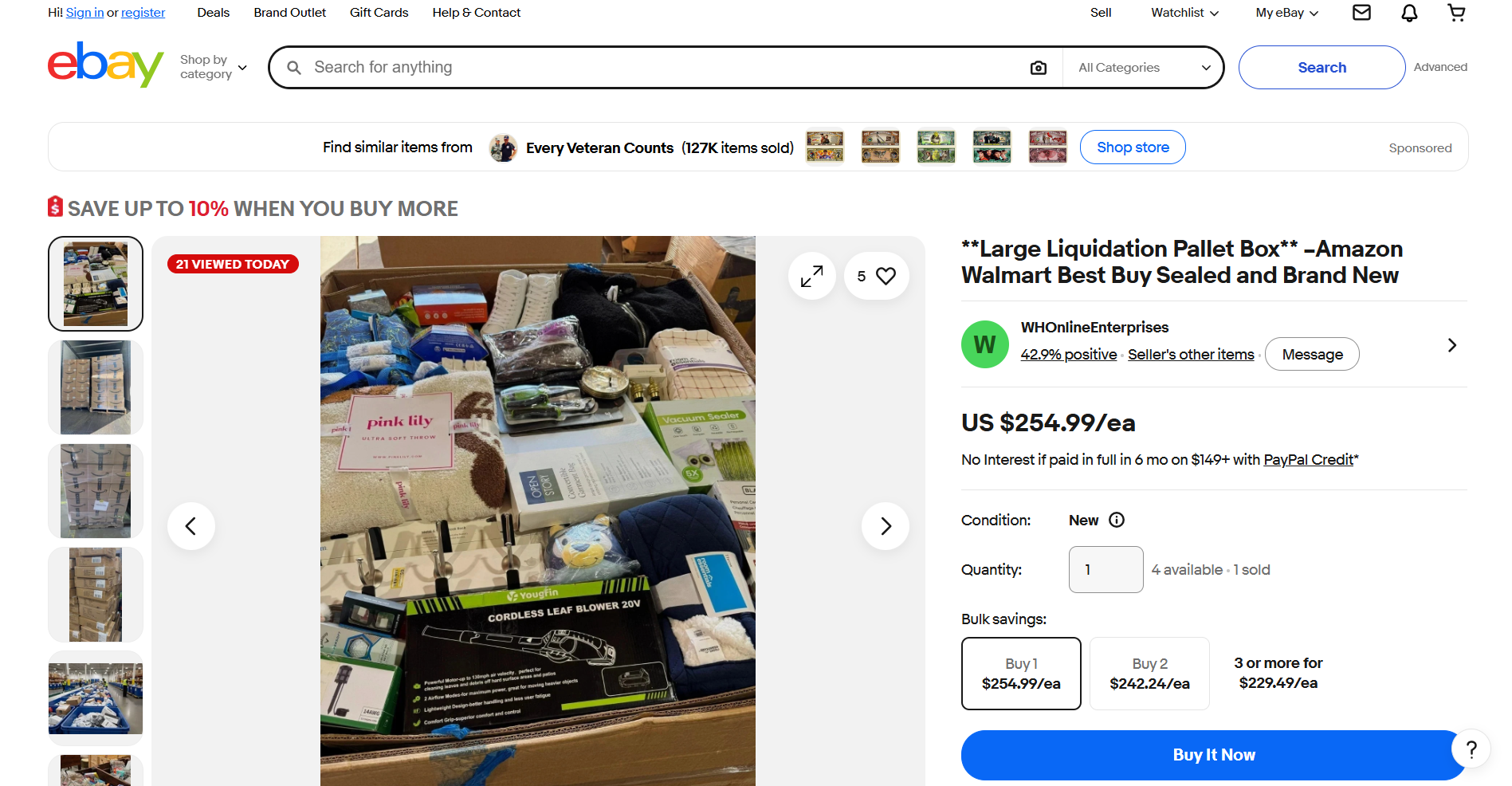 A liquidation paller from eBay