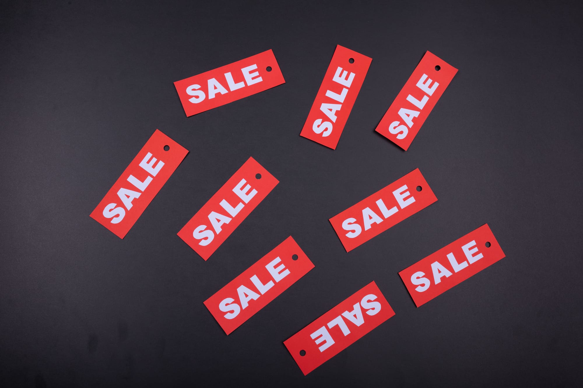 The word sale on tags
