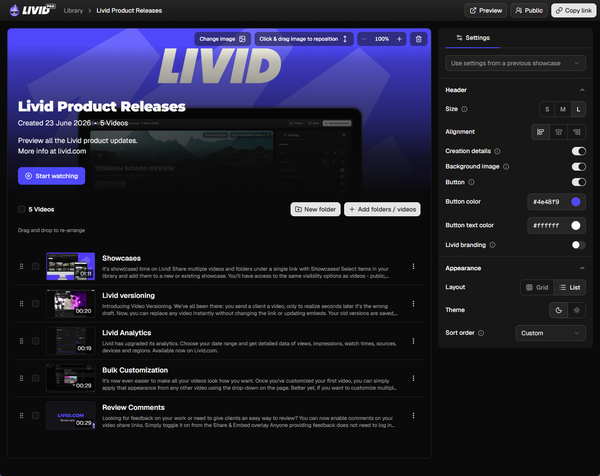 Introducing Showcases: Share Multiple Videos Under a Single Link