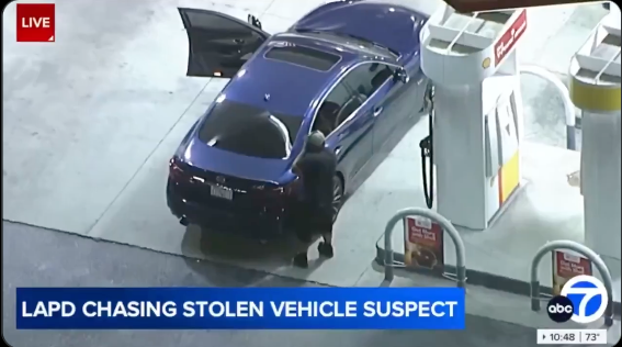 LA Car Thief Fills Up Mid-Pursuit.