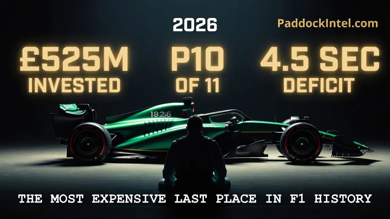 Adrian Newey at Aston Martin — $700M invested, 4.5 seconds off the pace at 2026 Bahrain pre-season testing