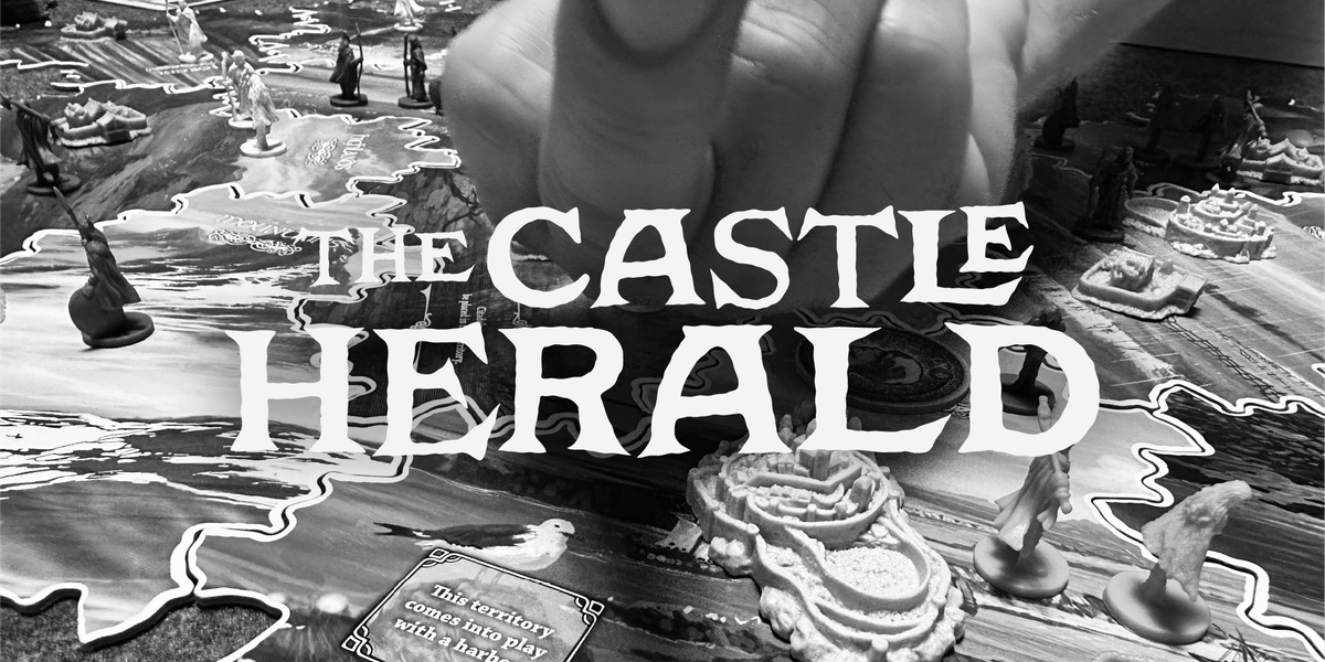 Black and white photo of the board game Inis by Matagot, published in 2016. A close up of a middle finger is hovering on top of the board.