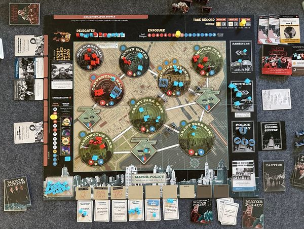 Board state at the end of a game of Chicago '68 by Yoni Goldstein. 