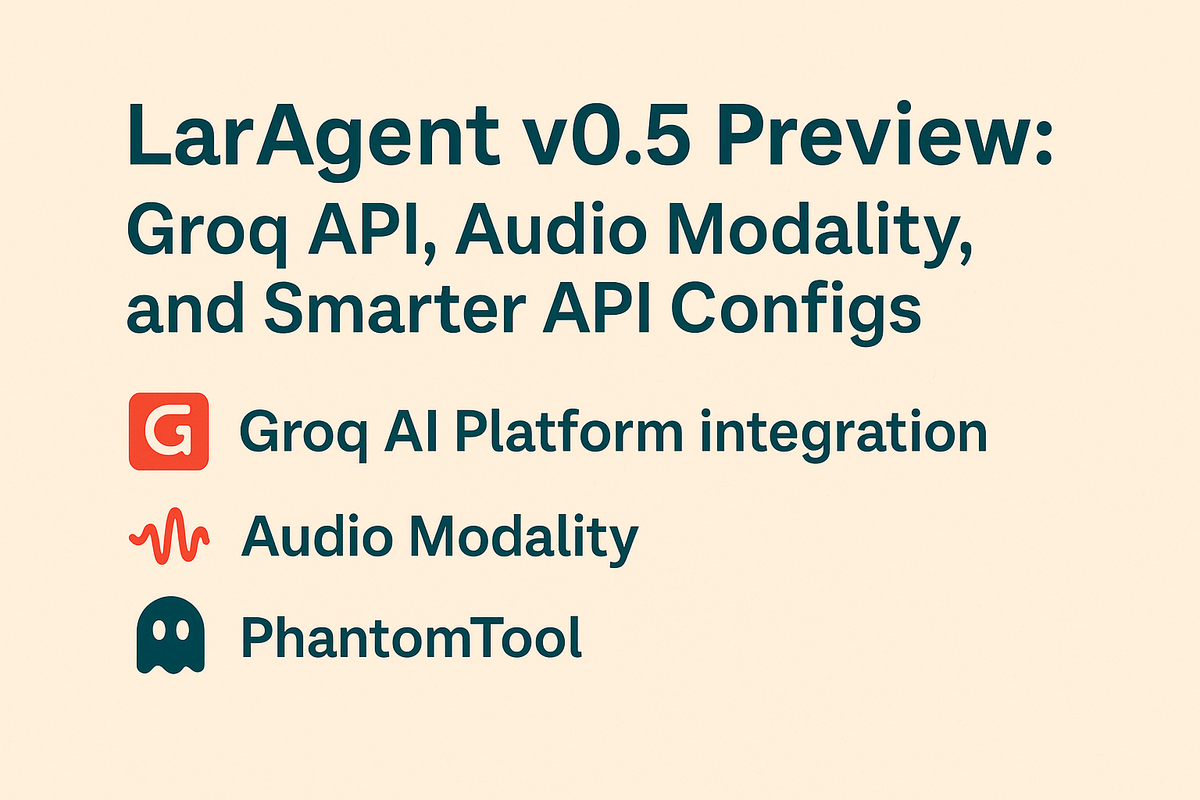 LarAgent v0.5 Preview: Groq API, Audio Modality, and More Configs