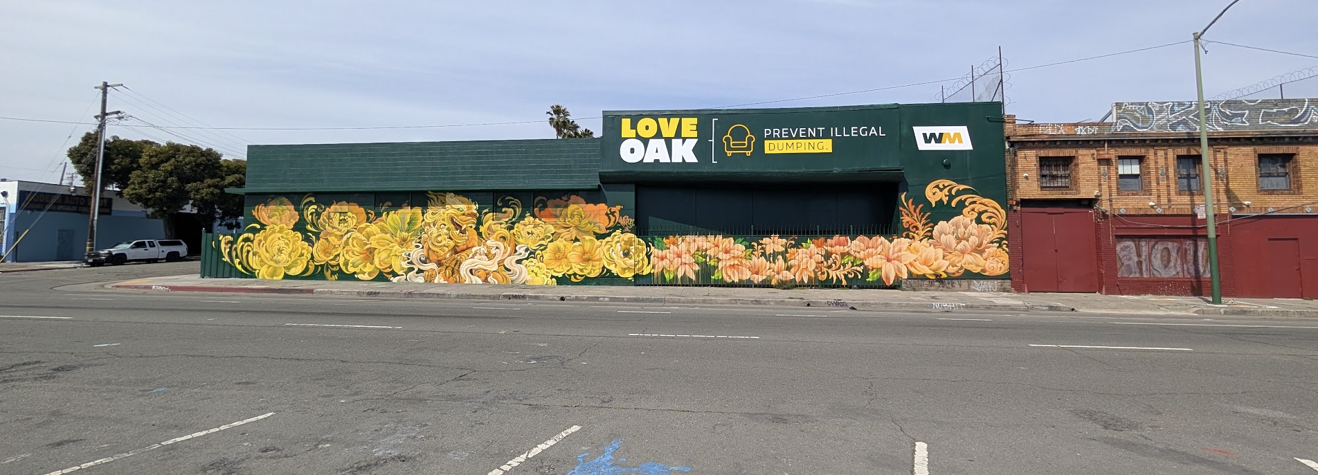 a repainted LOVE OAK building