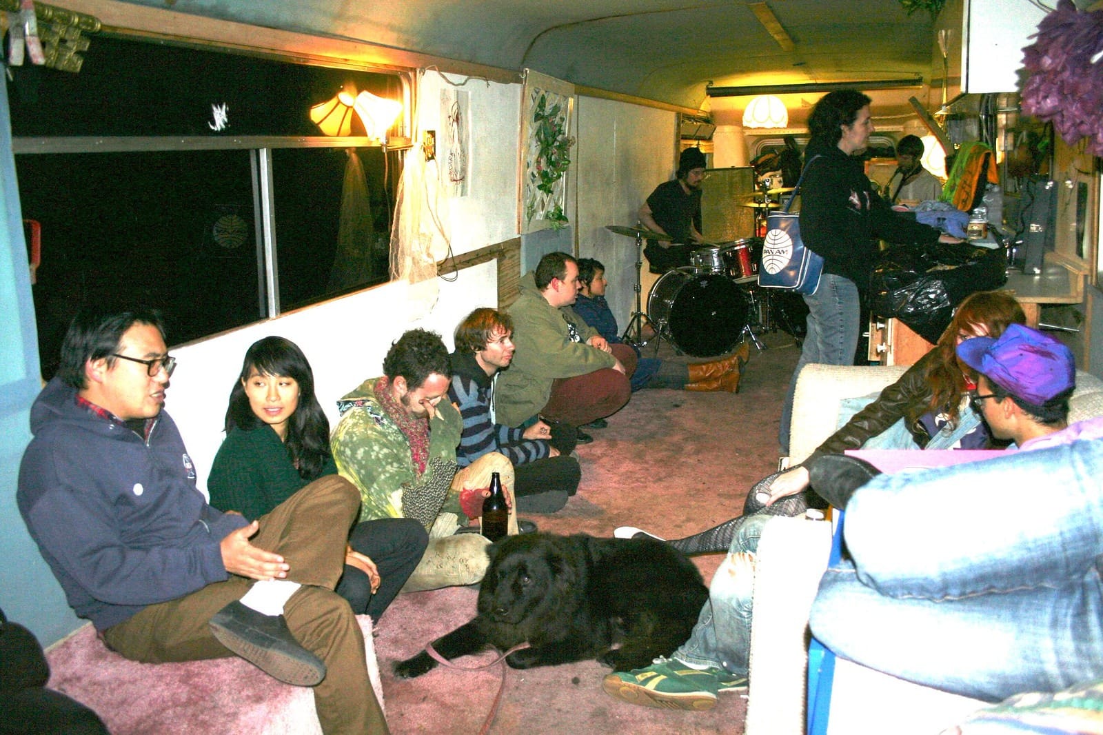 chill crowd inside the bus