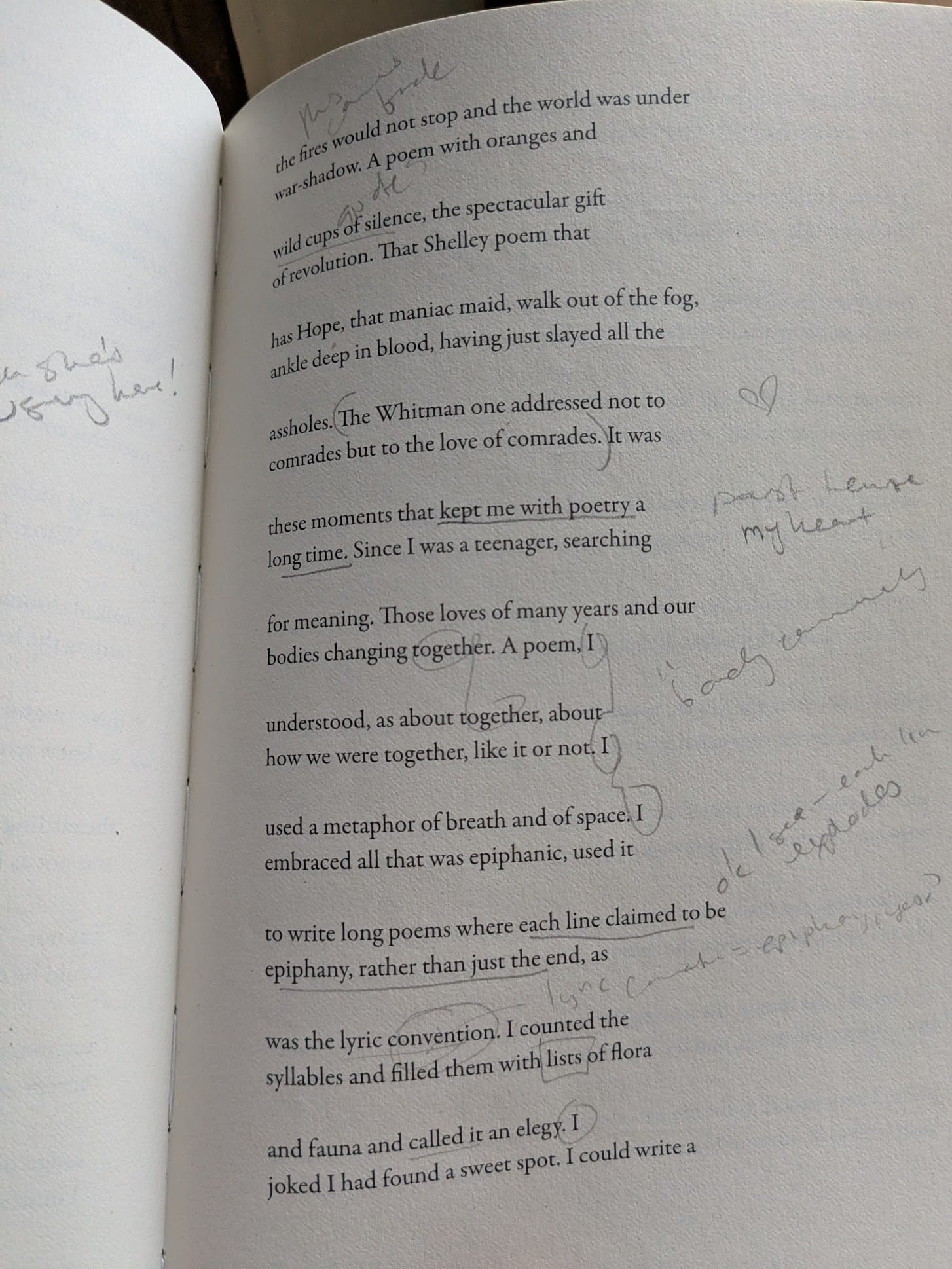 A page from Spahr's "Ars Poeticas," marked up busily with pencil.