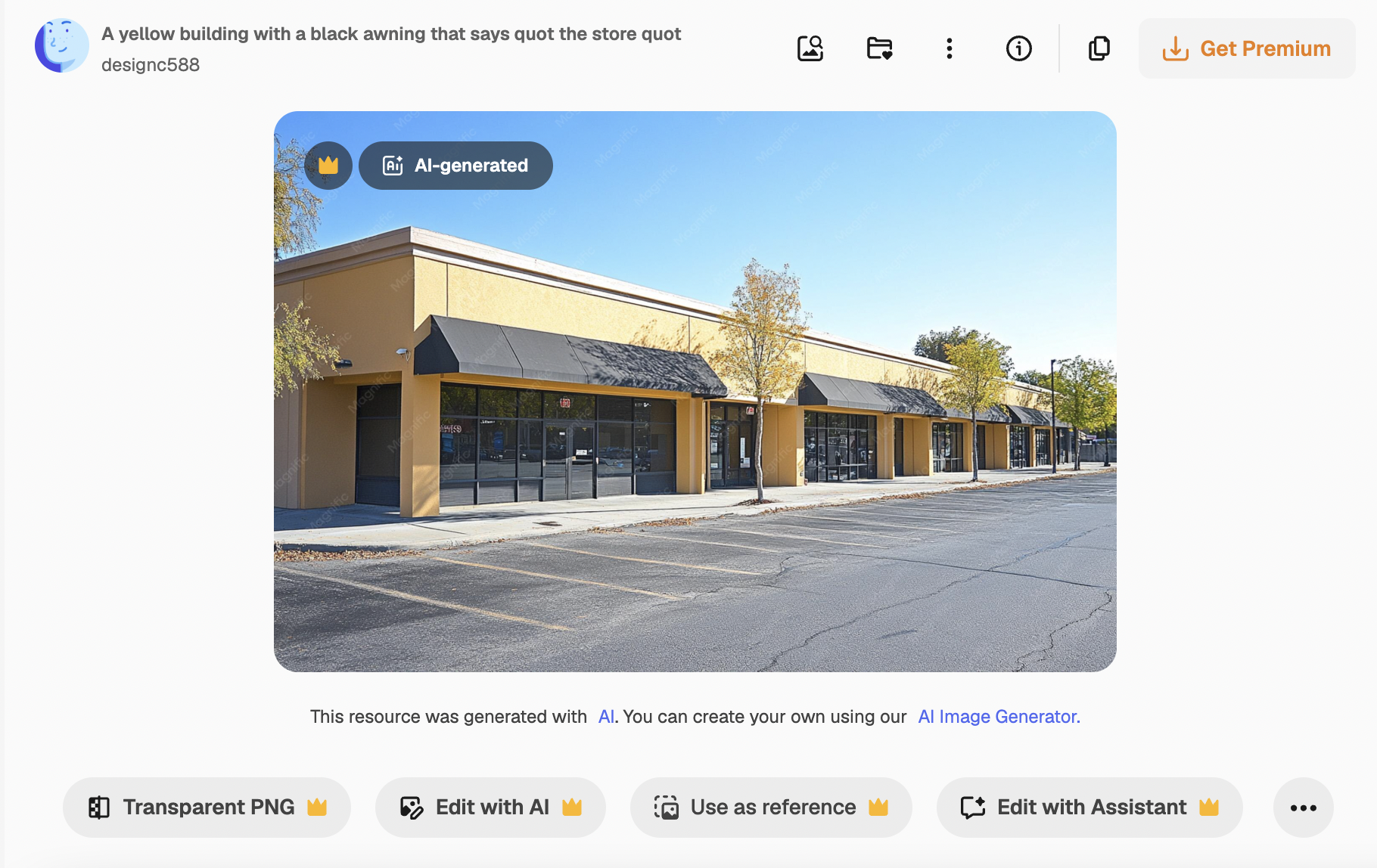 An AI generated image and the sales platform around it