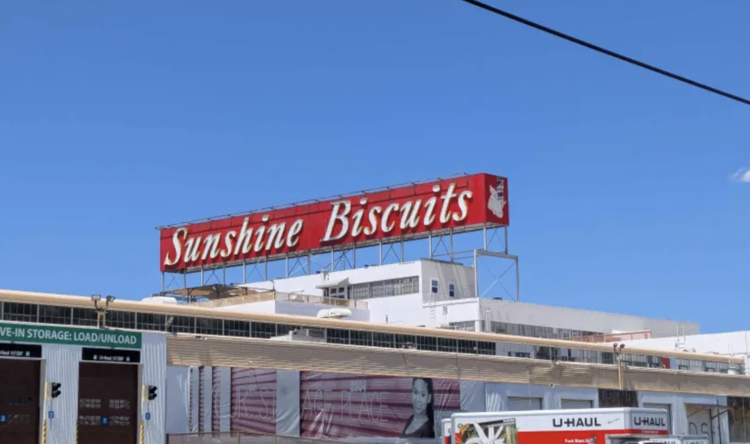 Sign reading Sunshine Biscuits