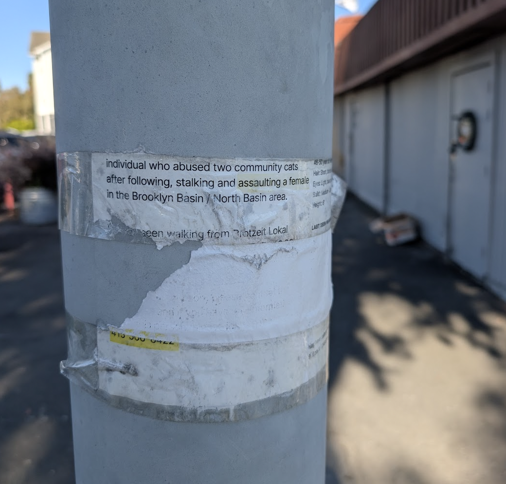 a defaced poster warning about an abuser.