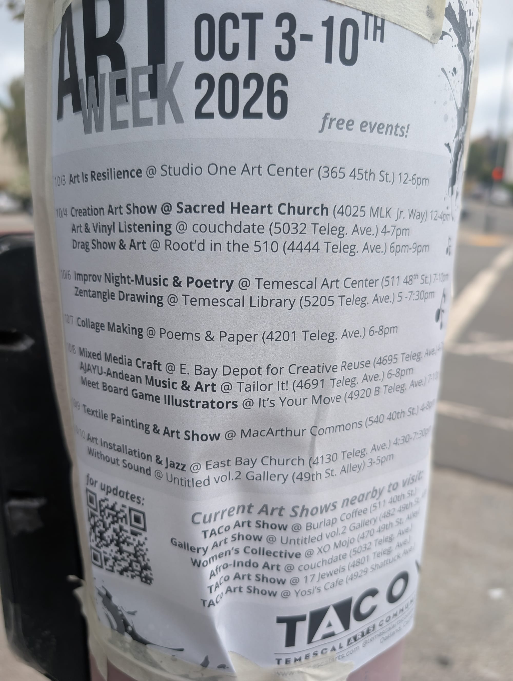 A local pole sign of Temescal events.
